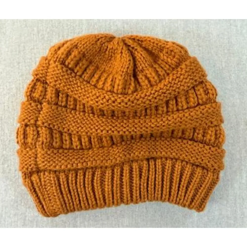 C.C Slouchy Thick Warm Cable Knit Beanie Hat Rust Color Cap Cozy Winter Hat